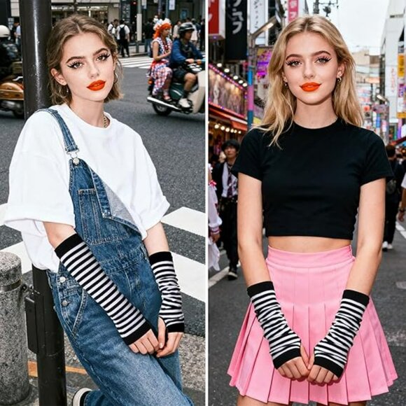 Arm Covers Warmer Winter Arm Sleeve Gloves Knit Mitten Gloves Y2K Gloves - Picture 4 of 4